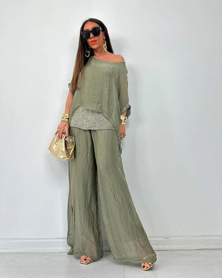 Aurélie - Chique zomerse tweedelige set – Vloeiende elegantie en licht comfort
