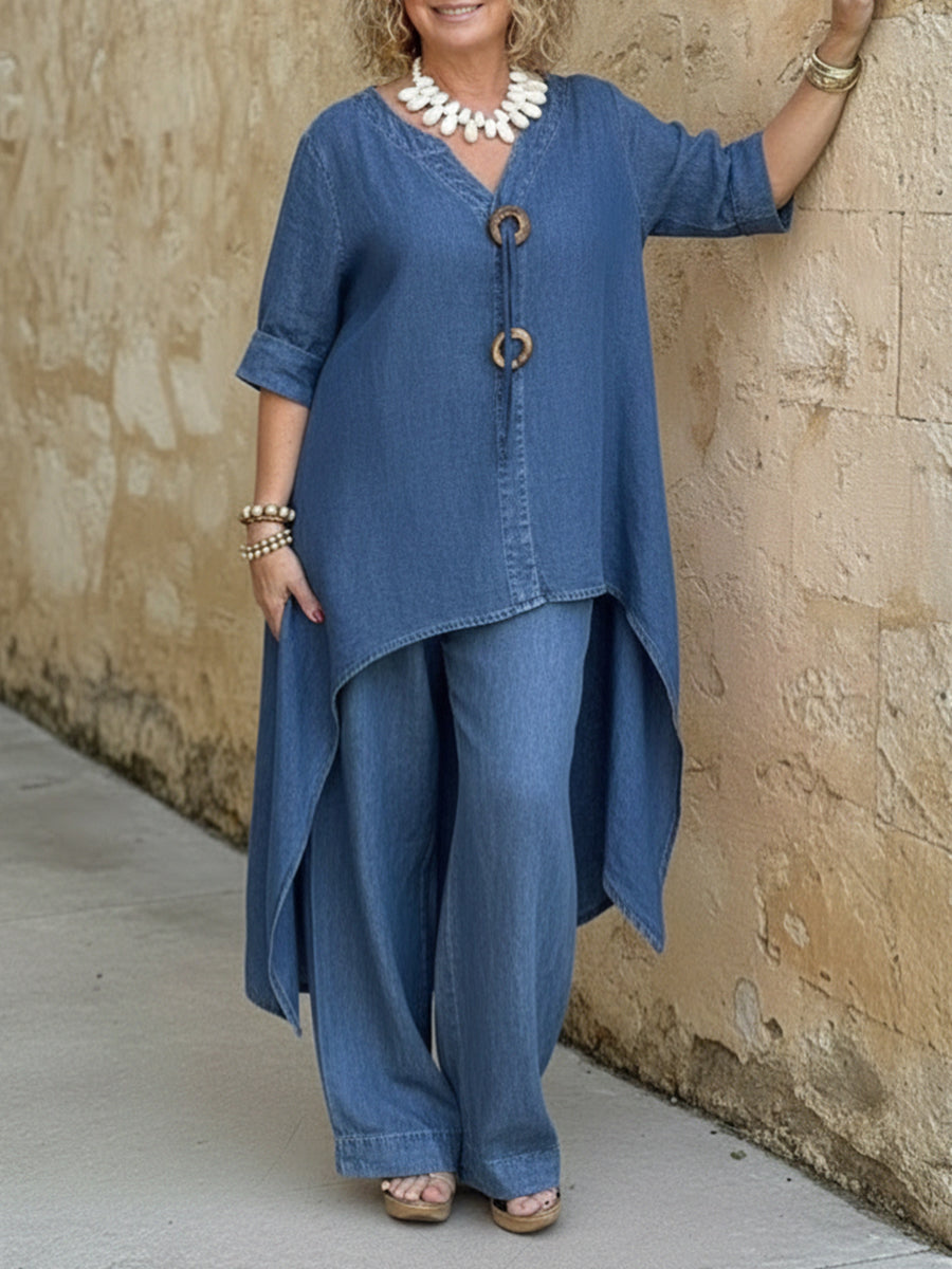 Rosellea - Vrouwelijke Fluide Denim Set