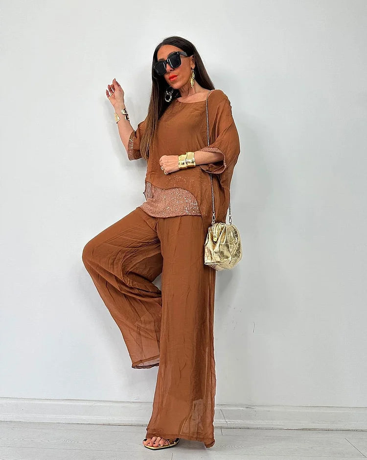 Aurélie - Chique zomerse tweedelige set – Vloeiende elegantie en licht comfort