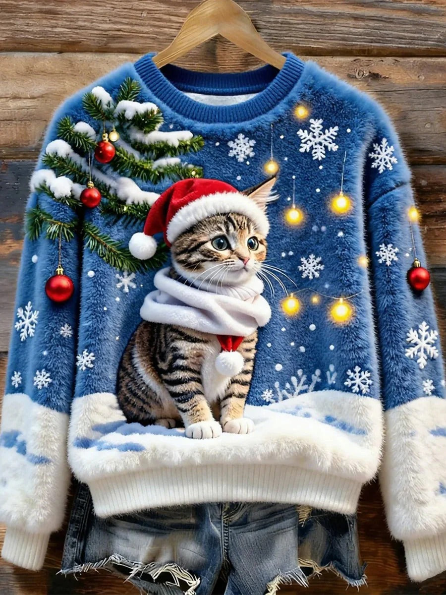 Lunaviera - Hoodie Flanel Kerst Kat