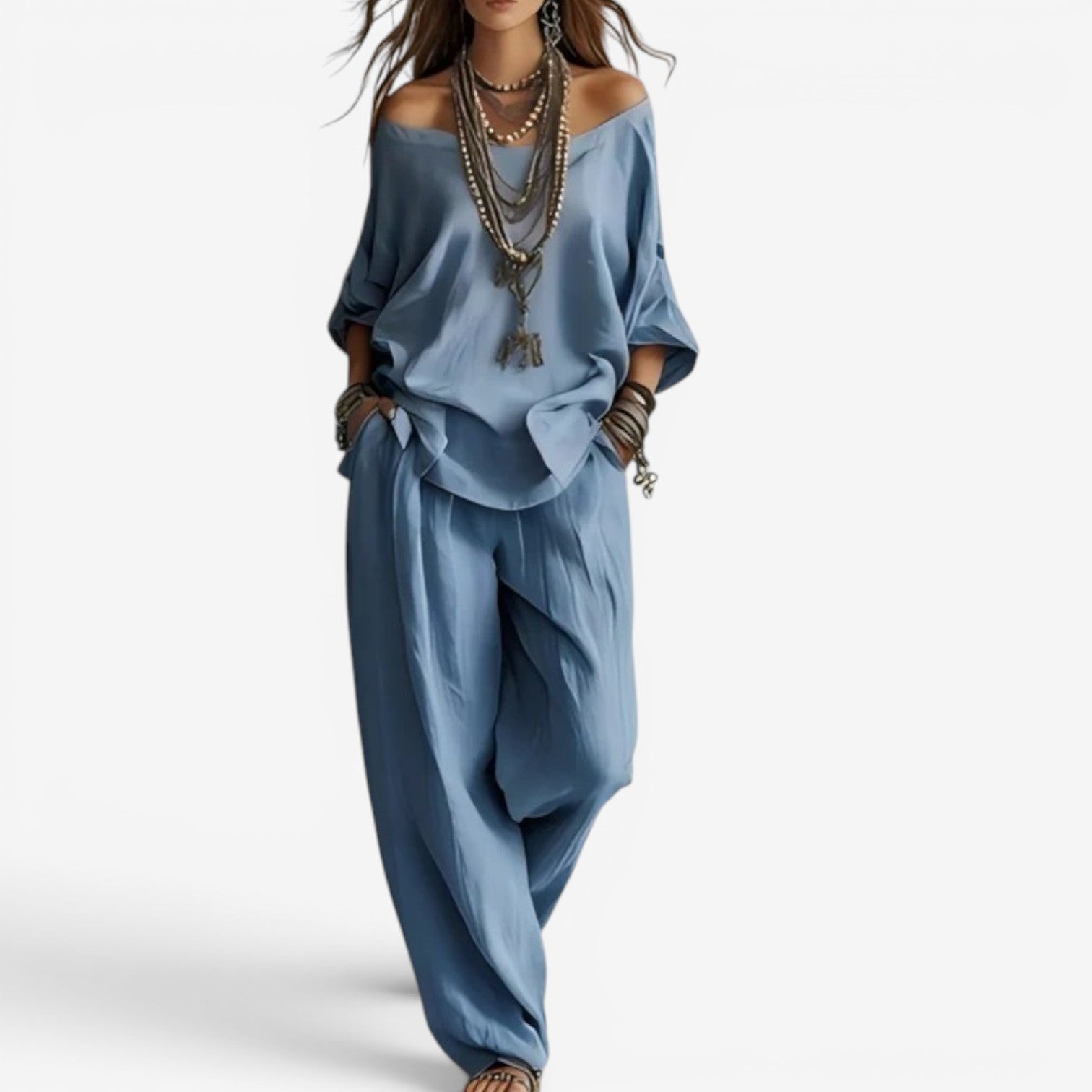 Ozelith - Boheemse damesoutfit vloeiend chique en casual stijl