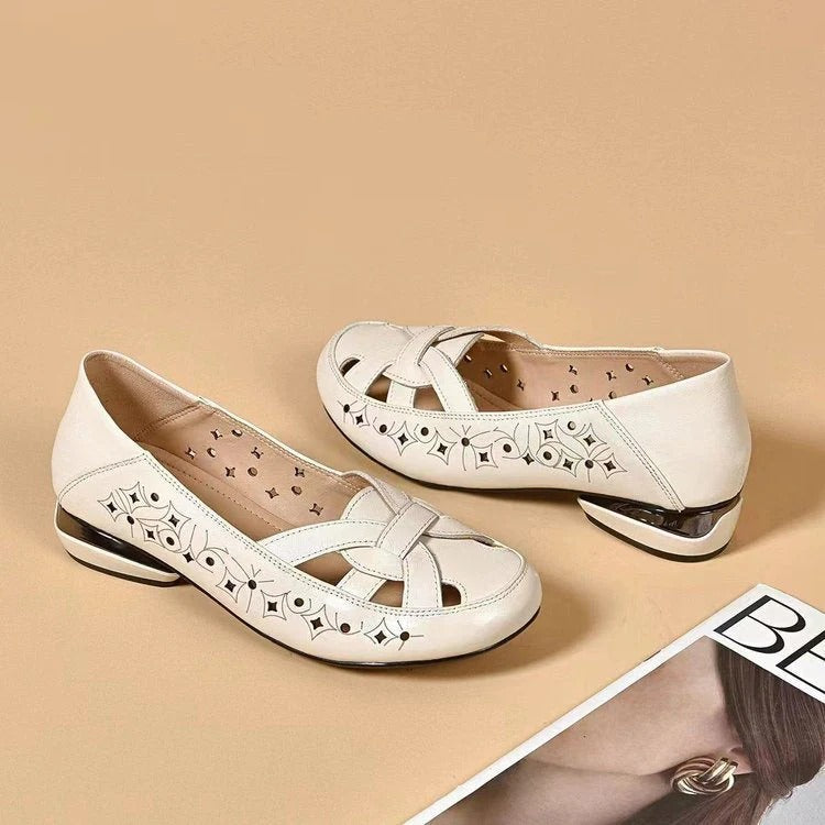 Kavrine - Dames Platte Schoenen Van Gesneden Leer Elegant Slip-On