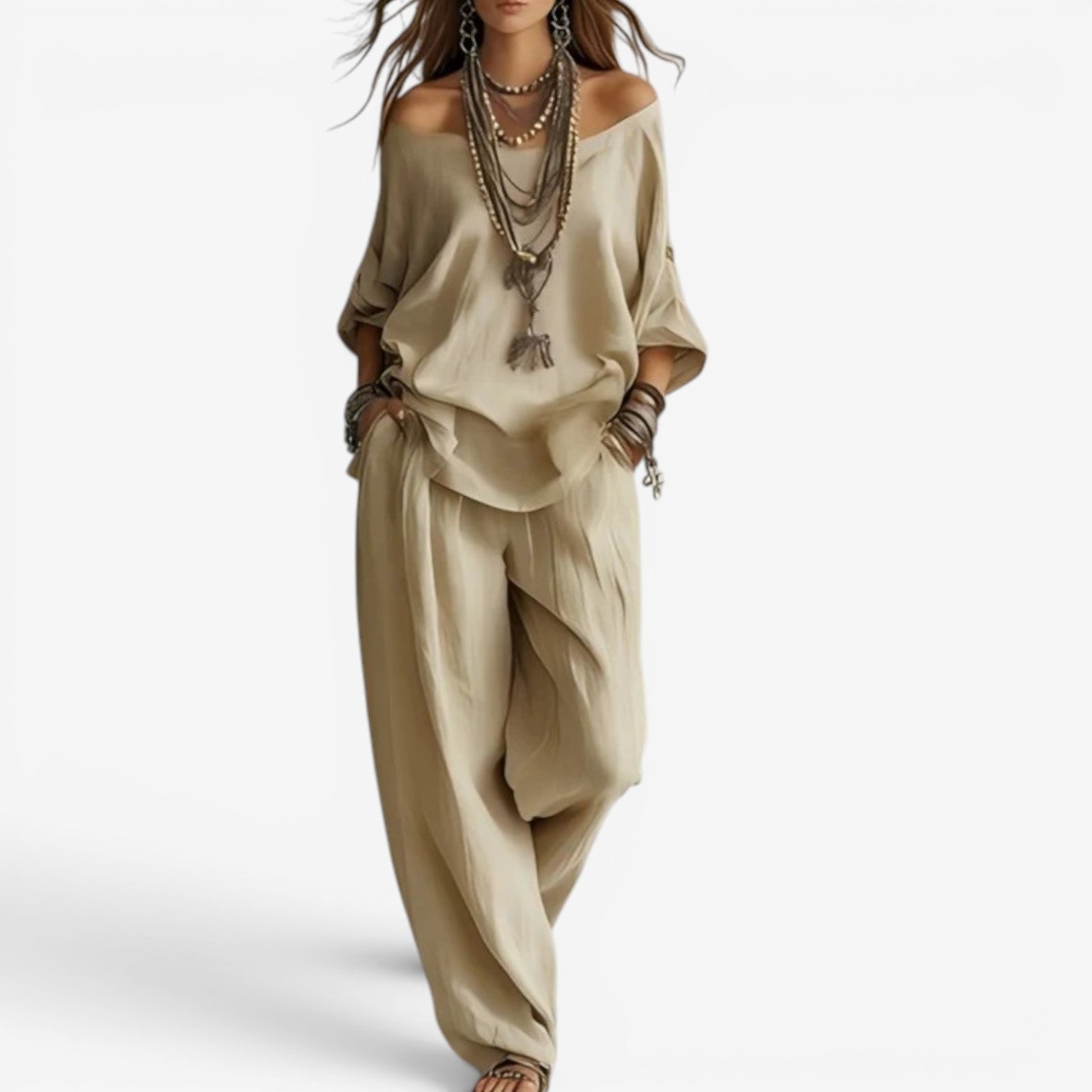 Ozelith - Boheemse damesoutfit vloeiend chique en casual stijl