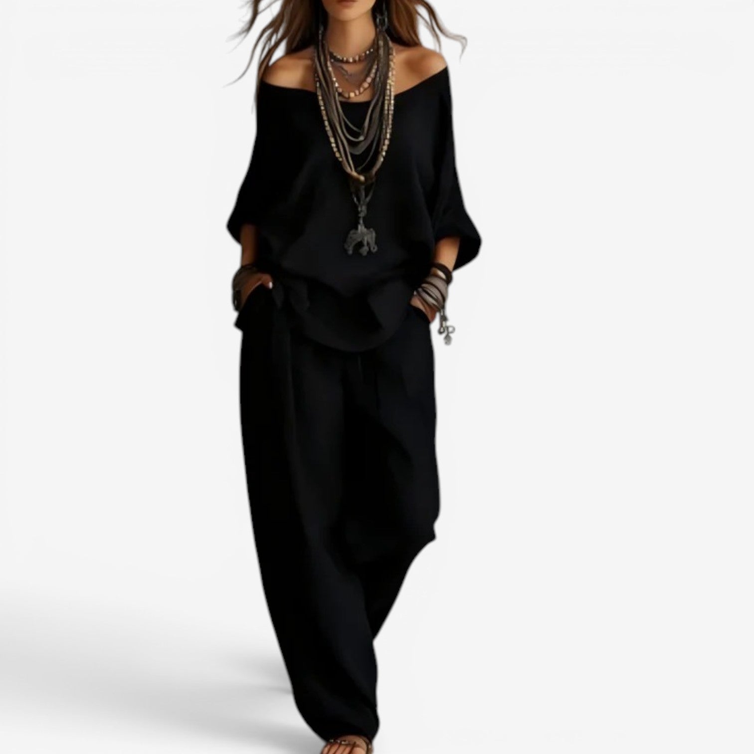 Ozelith - Boheemse damesoutfit vloeiend chique en casual stijl