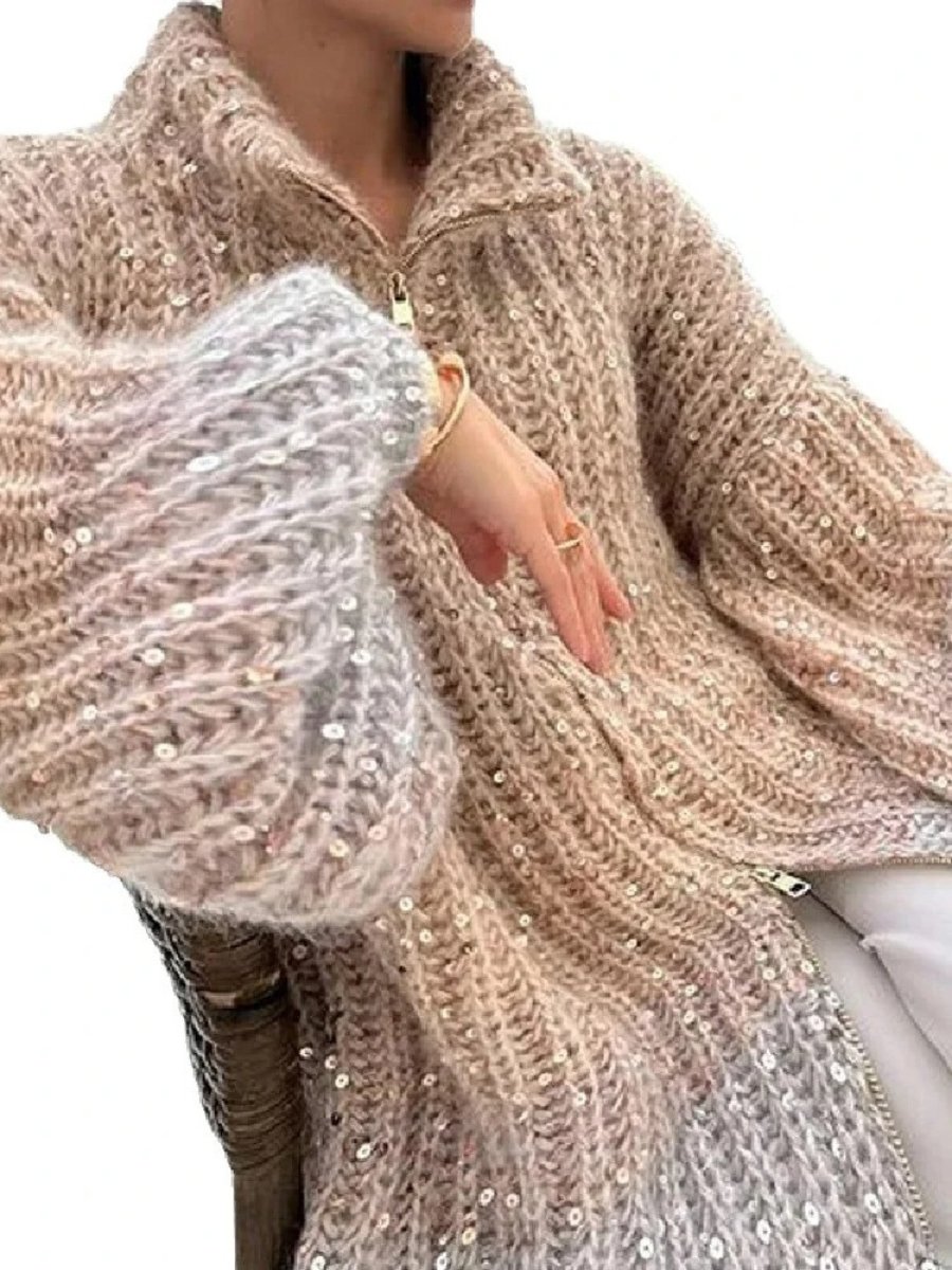 Margot - Oversized Wolmix Vest Met Pailletten - Luxe Comfort En Glamour
