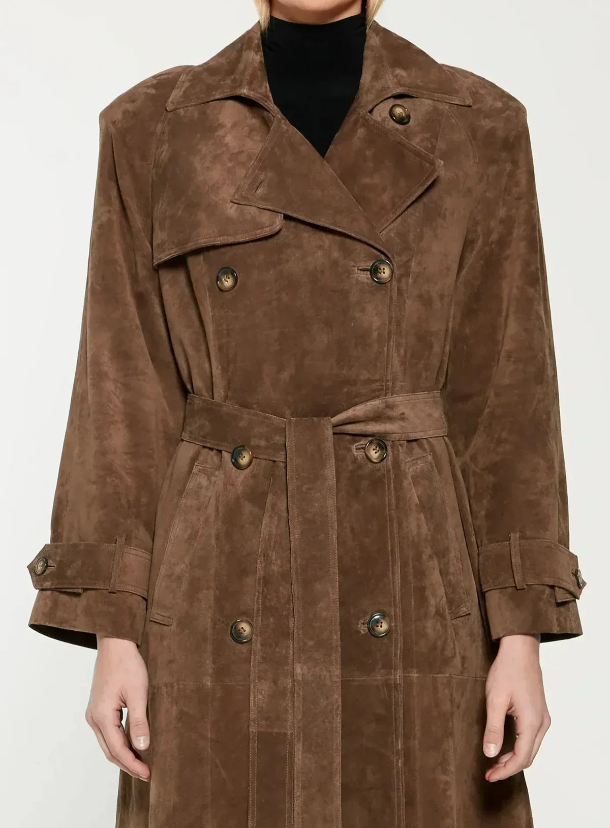 Cléore - Elegante suède Trench Coat voor dames