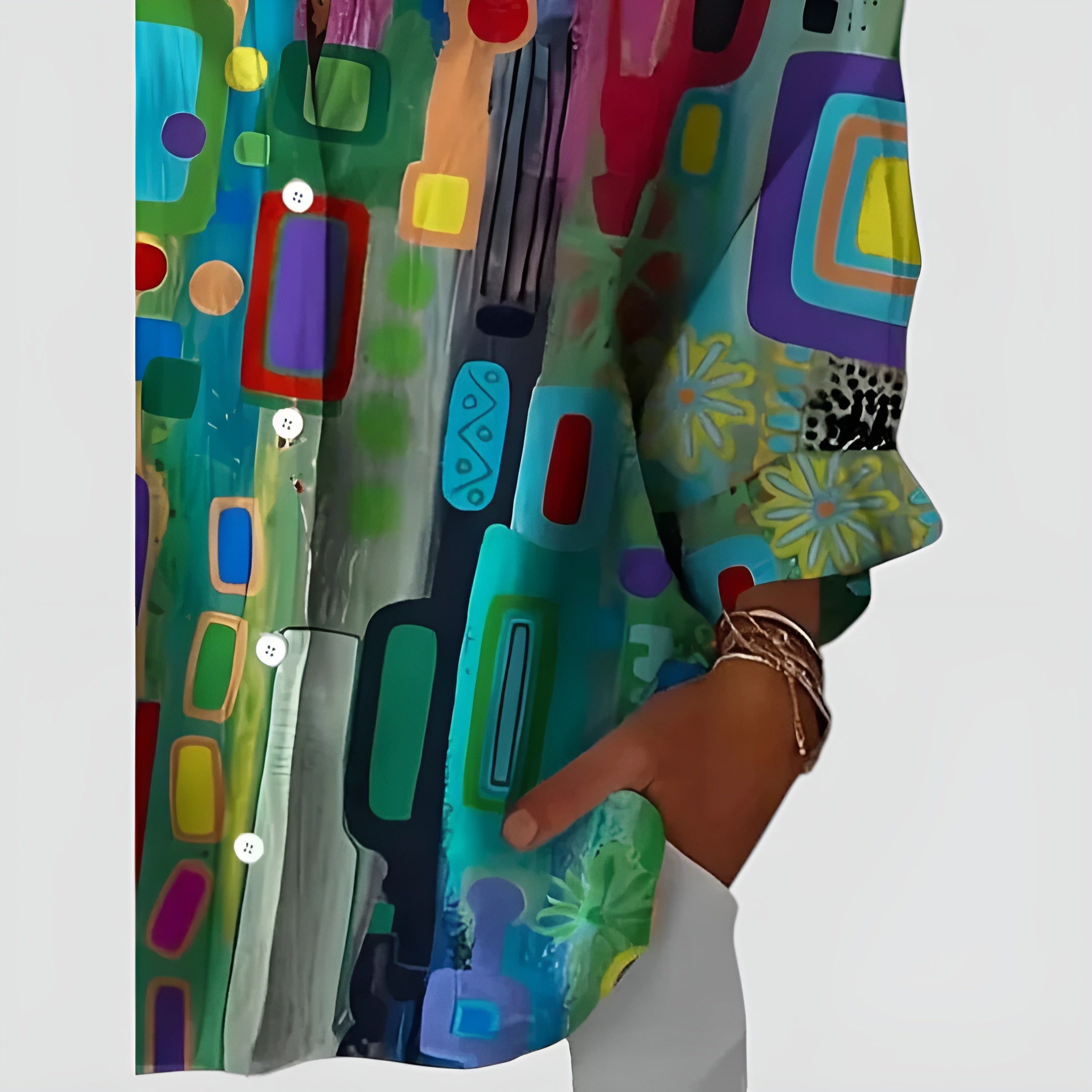 Cerelia - Comfortabele geometrische blouse voor de moderne alledaagse stijl