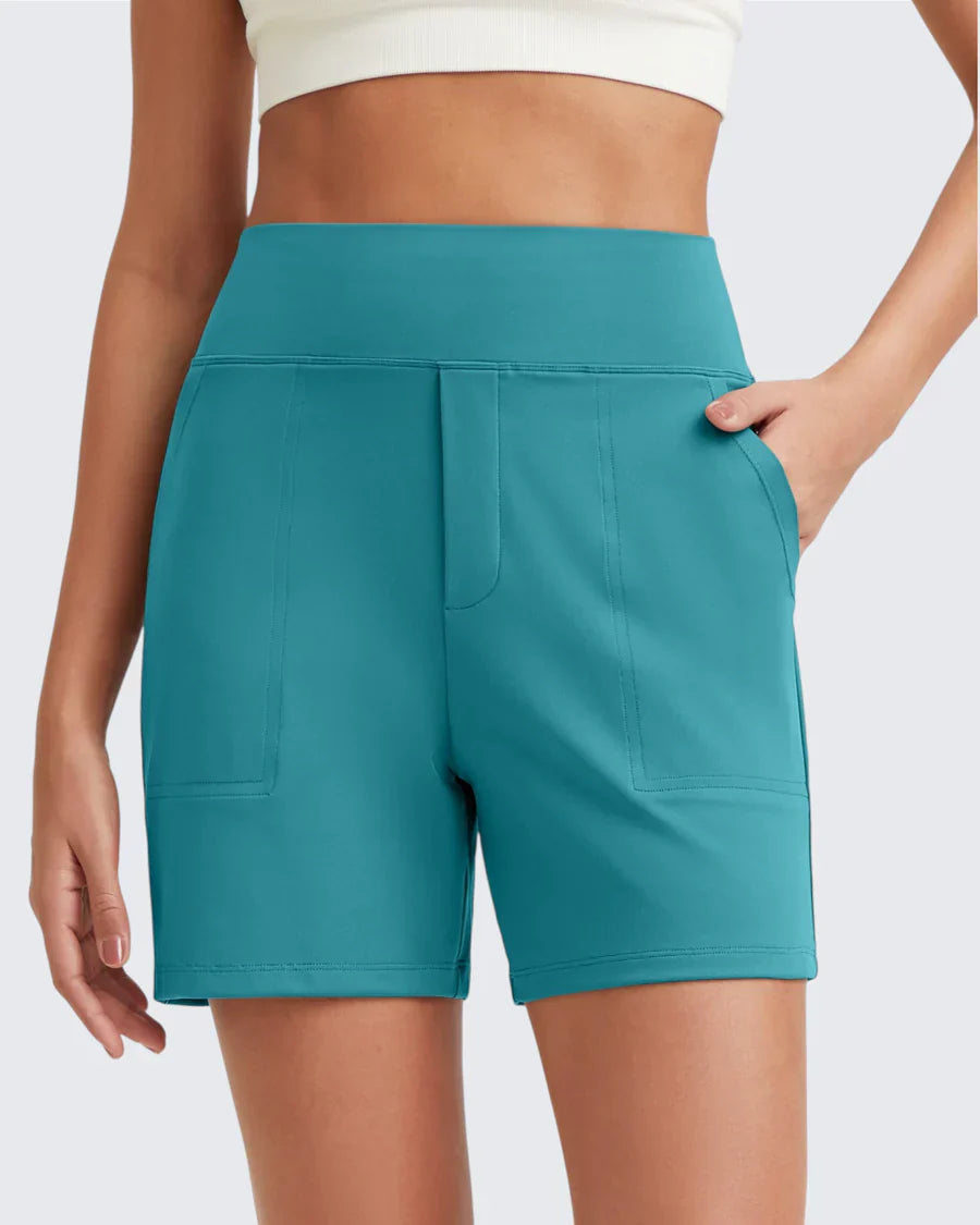 Phaedora - Hoge taille shorts voor dames met diepe zakken