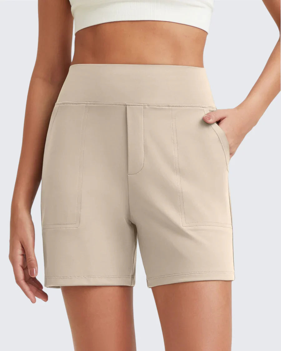 Phaedora - Hoge taille shorts voor dames met diepe zakken
