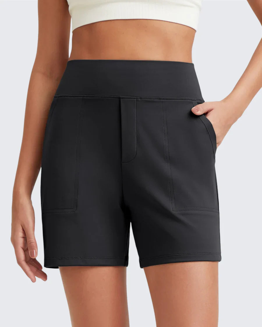Phaedora - Hoge taille shorts voor dames met diepe zakken