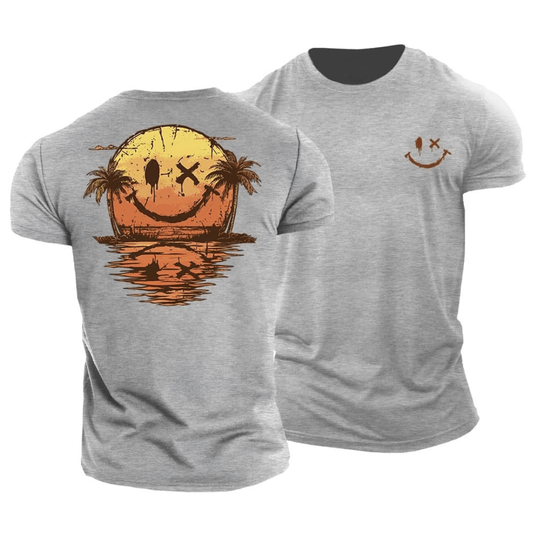 Corvin - Groene T-shirt voor mannen met zomerse smiley-print