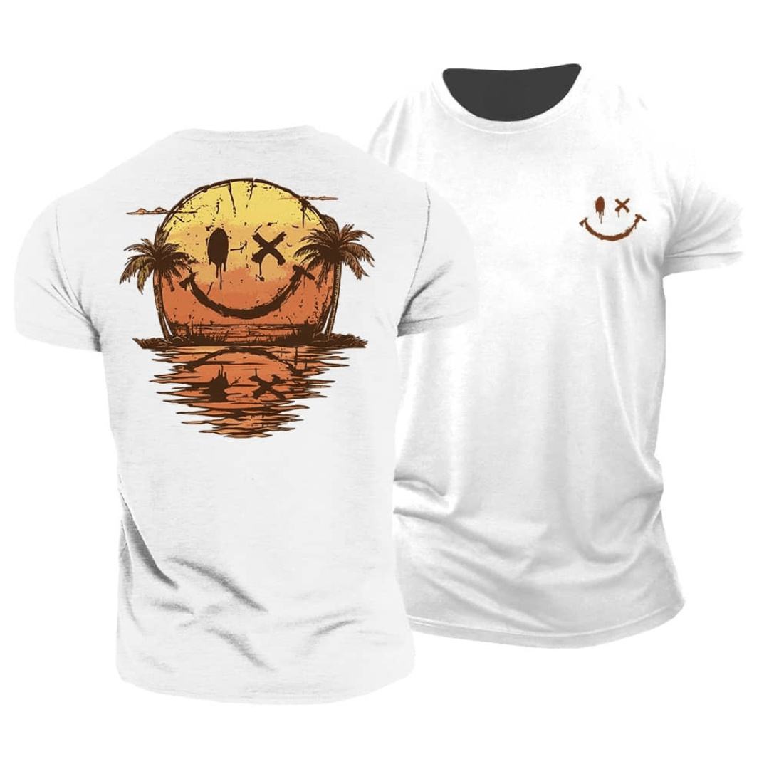 Corvin - Groene T-shirt voor mannen met zomerse smiley-print