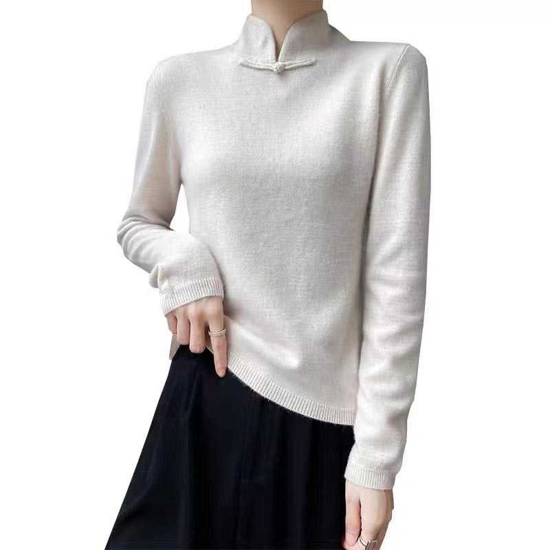 Jovienna - Elegante Wintertrui met Hoge Kraag en Vintage Sluiting