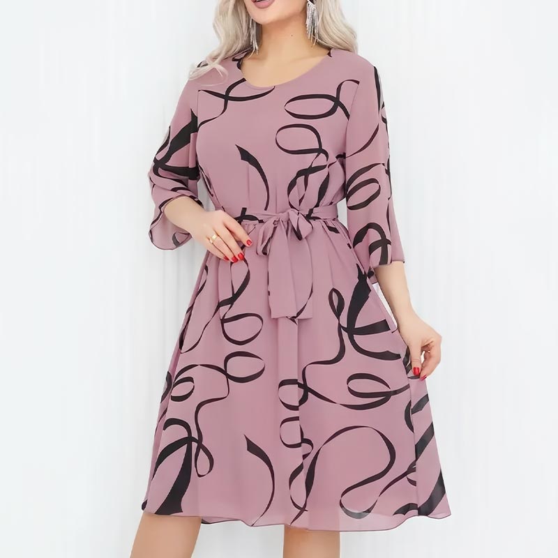 Blandine - Elegante Midi-Jurk met Geplooide Mouwen
