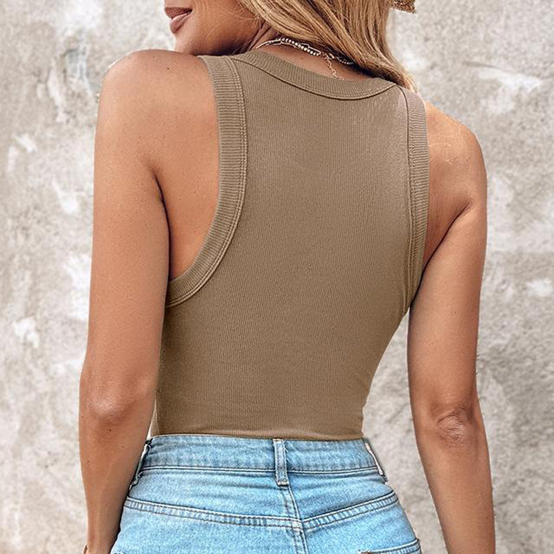Ilyvera - Dames ribbed tanktop met geïntegreerde ondersteuning en flatterende pasvorm