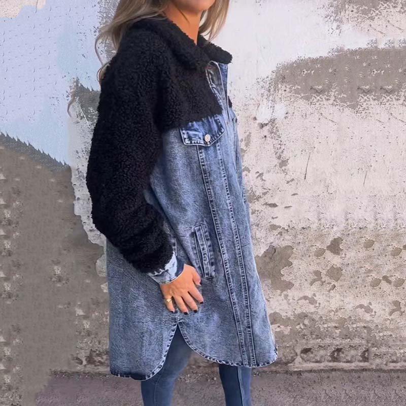 Nolette - Prachige jas met denim en teddy
