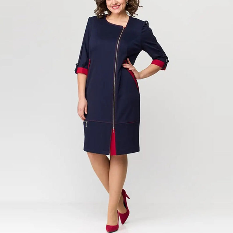 Hermine - Elegante Vrouwelijke Jurk met Zijrits