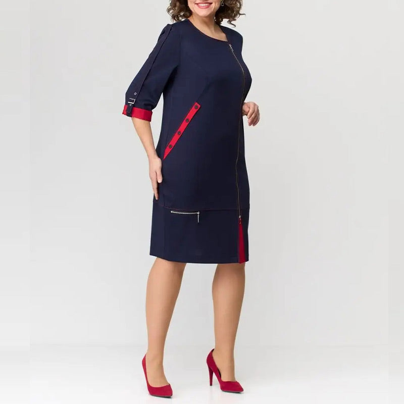 Hermine - Elegante Vrouwelijke Jurk met Zijrits