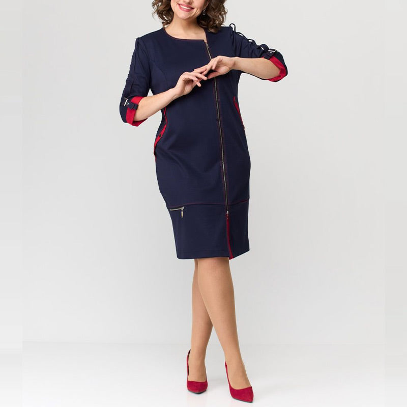 Hermine - Elegante Vrouwelijke Jurk met Zijrits