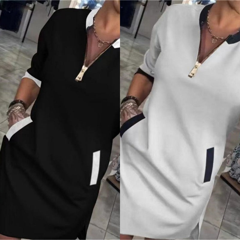 Myrthe - Elegante Jurk met V-hals en Ritssluiting