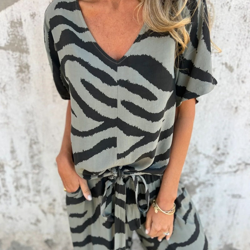 Alina - Tweedelige zebraprint set voor vrouwen