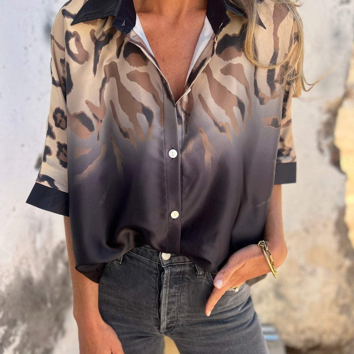 Marthe - Dames blouse met luipaardprint