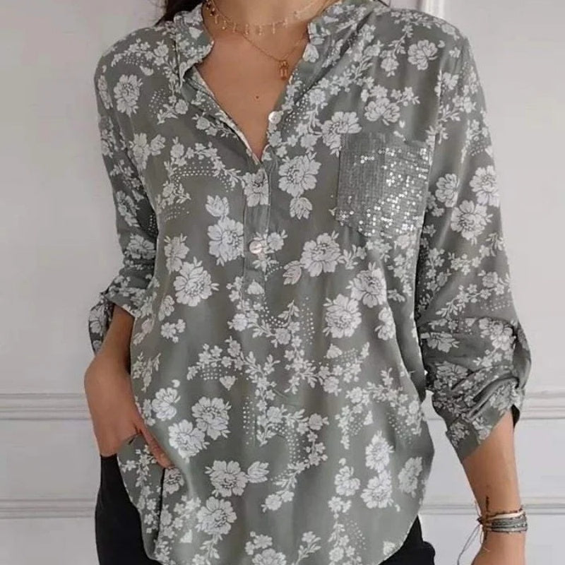 Avice - Bloemenblouse met Lange Mouwen
