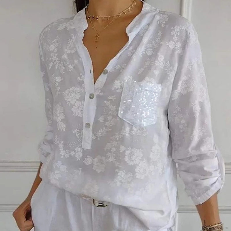 Avice - Bloemenblouse met Lange Mouwen