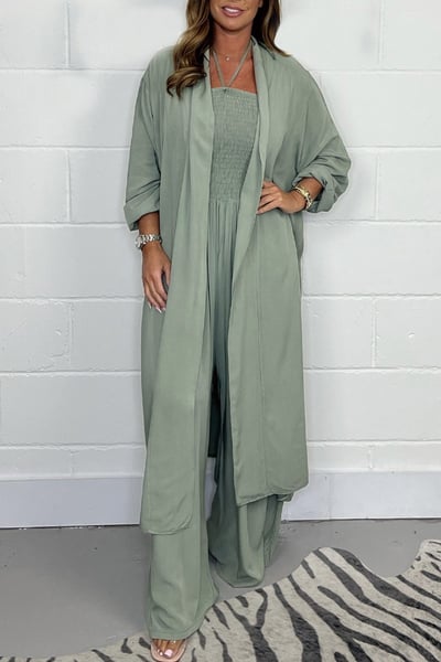 Benoîte - Vrouwen Backless Lace Up 2 Piece Wide Leg Set