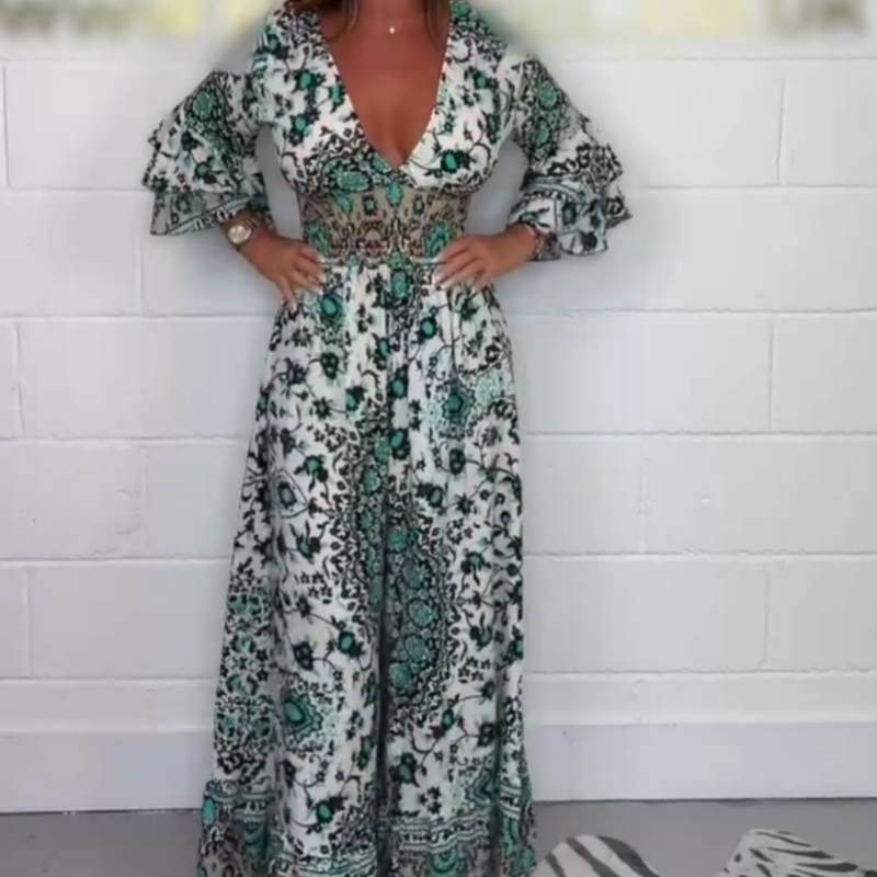Neria - Jumpsuit met V-hals en print
