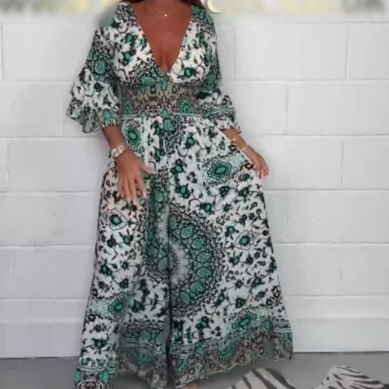 Neria - Jumpsuit met V-hals en print