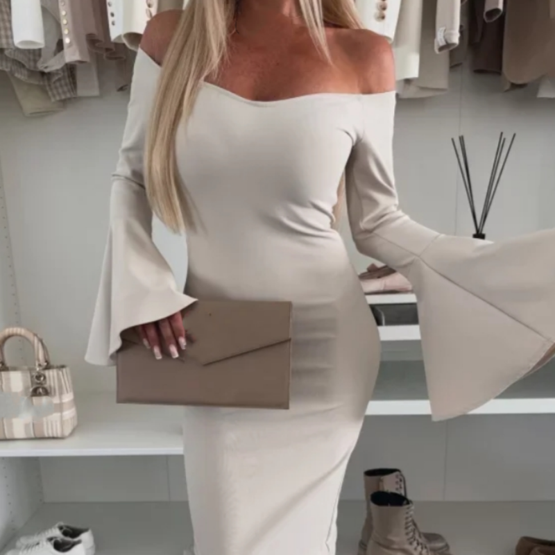 Philomène - Elegante Jurk met Uitlopende Mouwen