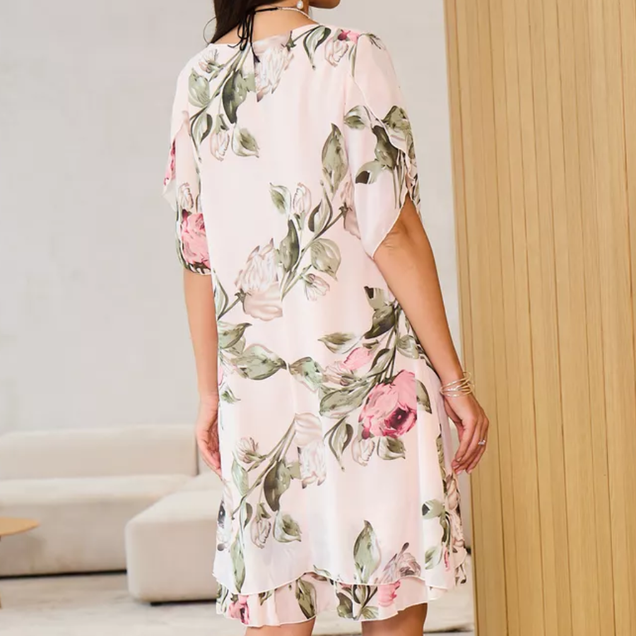 Kalina - Chiffon jurk met bloemblaadjes