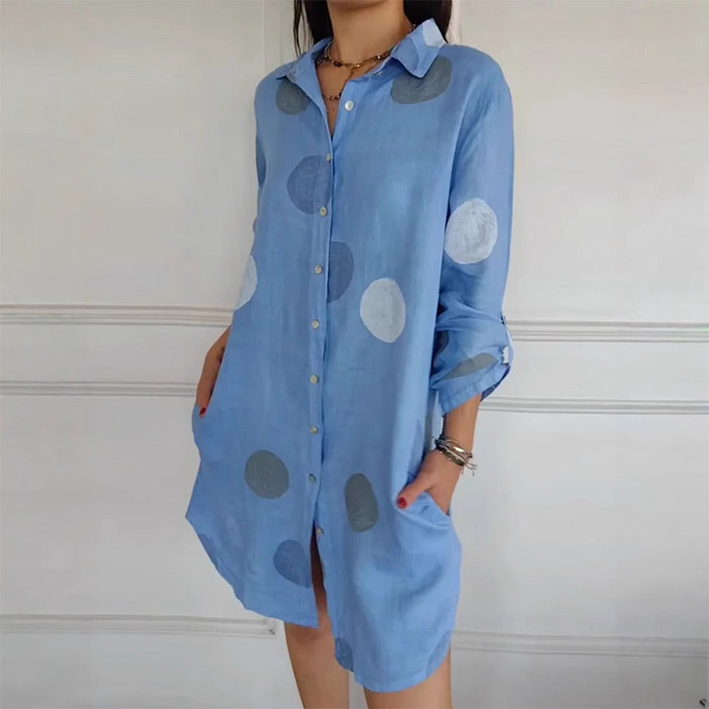 Melina - Casual overhemdjurk met knoopsluiting en print voor dames