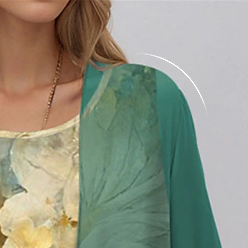 Eleny - Elegante tweedelige chiffon set met bloemen