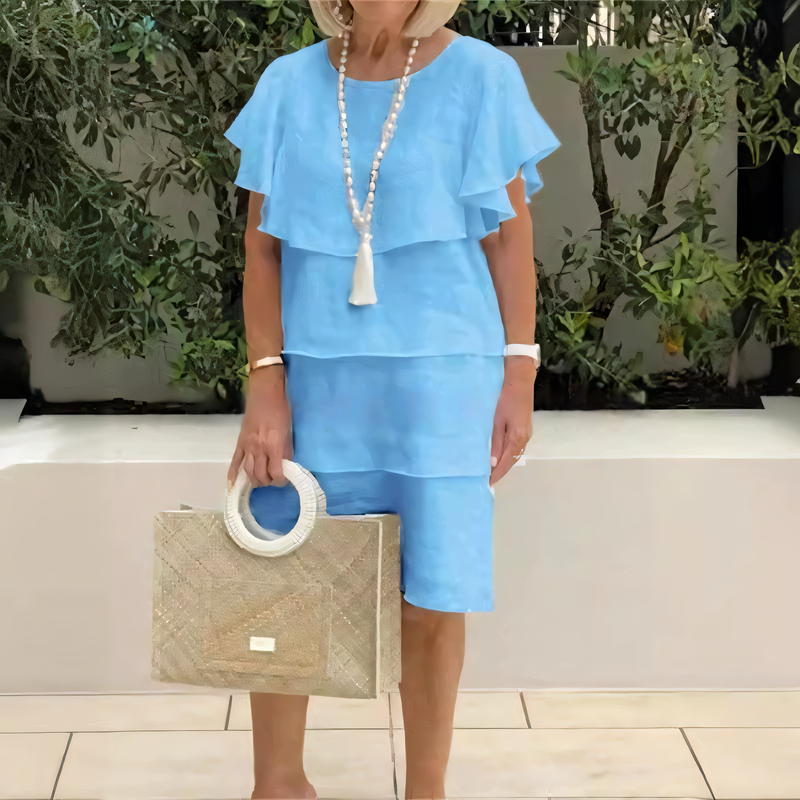 Sibel - Korte chiffon zomerjurk
