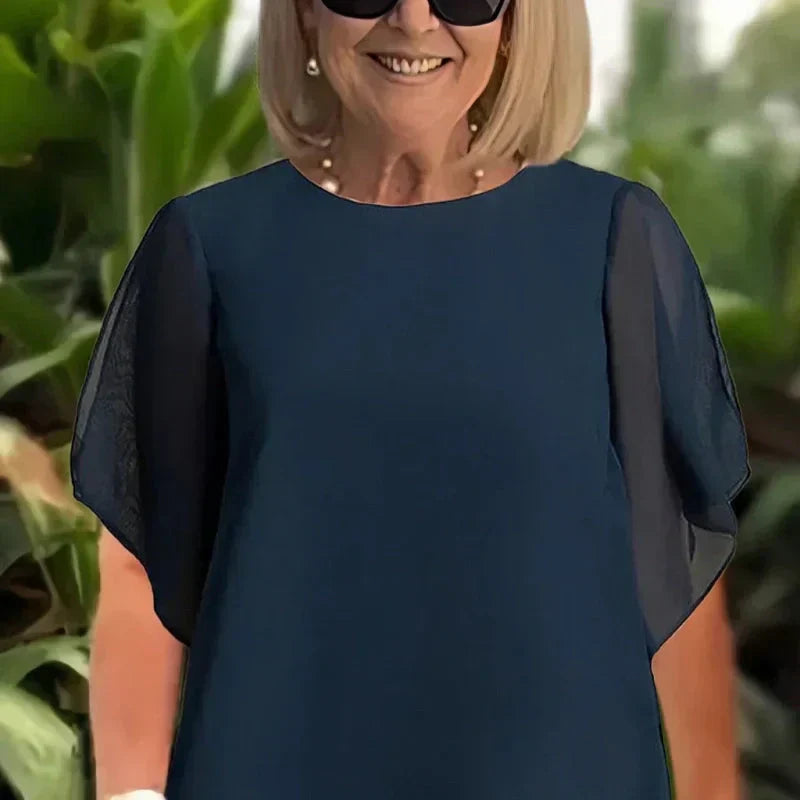 Eryndra - Elegant Vrouwen Ensemble met Drapé Palazzo Broek