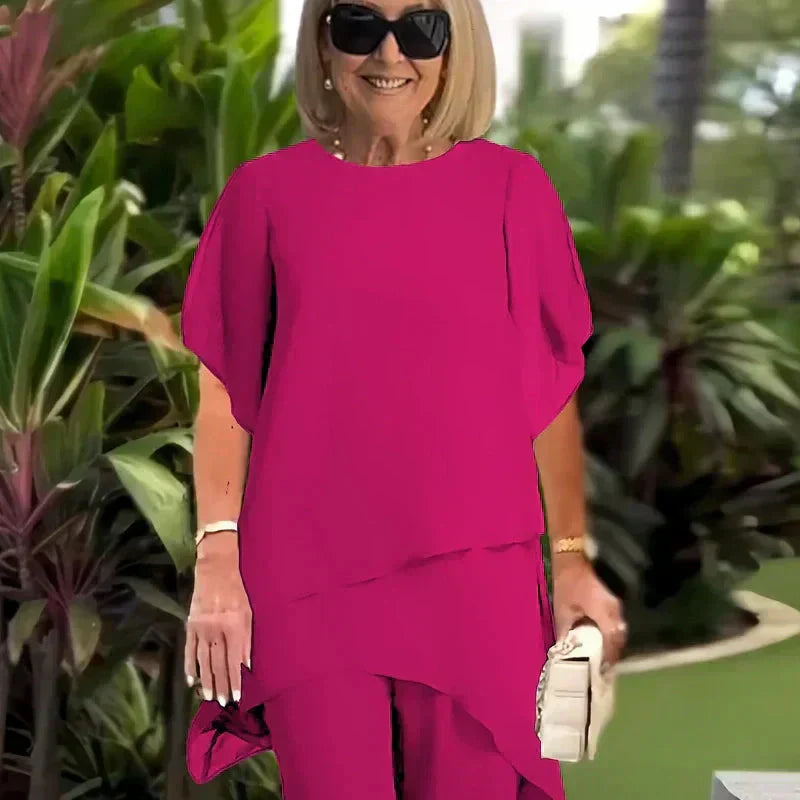 Eryndra - Elegant Vrouwen Ensemble met Drapé Palazzo Broek