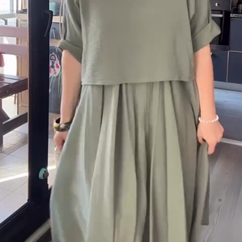 Fiorenza - Tweedelige katoenen en linnen blouse en rok voor dames