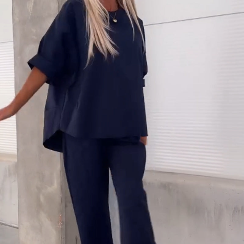 Ilina - Tweedelige top en broek met korte mouwen