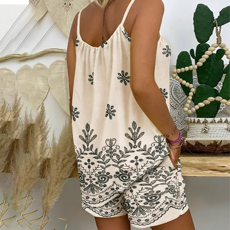 Quivana - Dames set met top en short met print