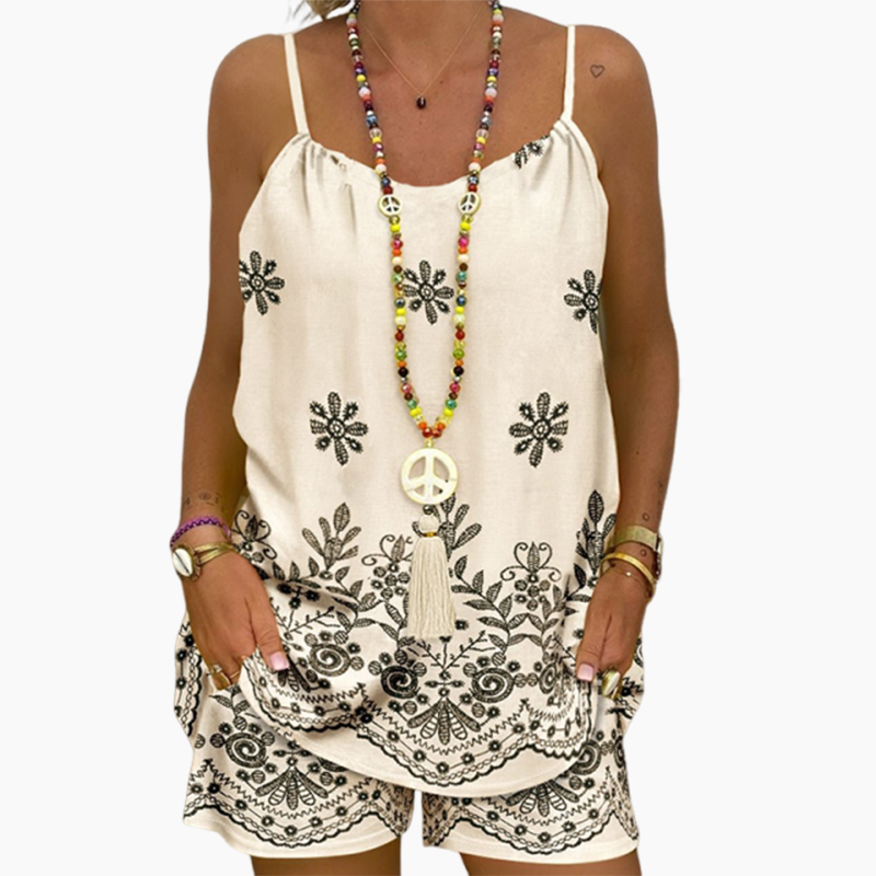 Quivana - Dames set met top en short met print