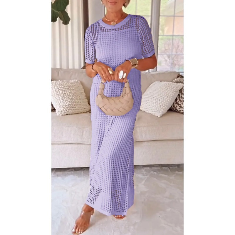 Lysette - Dames casual holle maxi-jurk tweedelige set.
