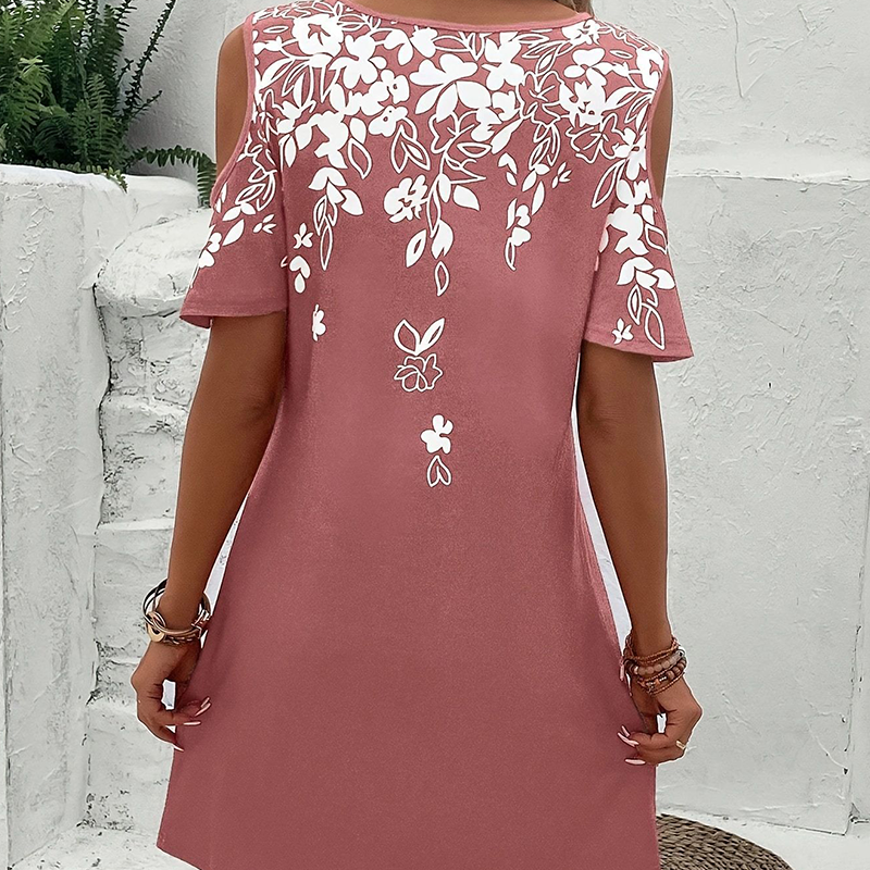 Elanora - Strapless jurk met bloemenprint en uitgesneden mouwen
