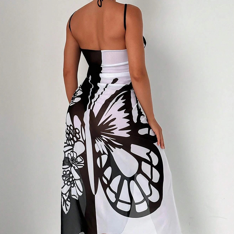 Kassara - Dames Badpak Cover-up met Vlinderpatroon