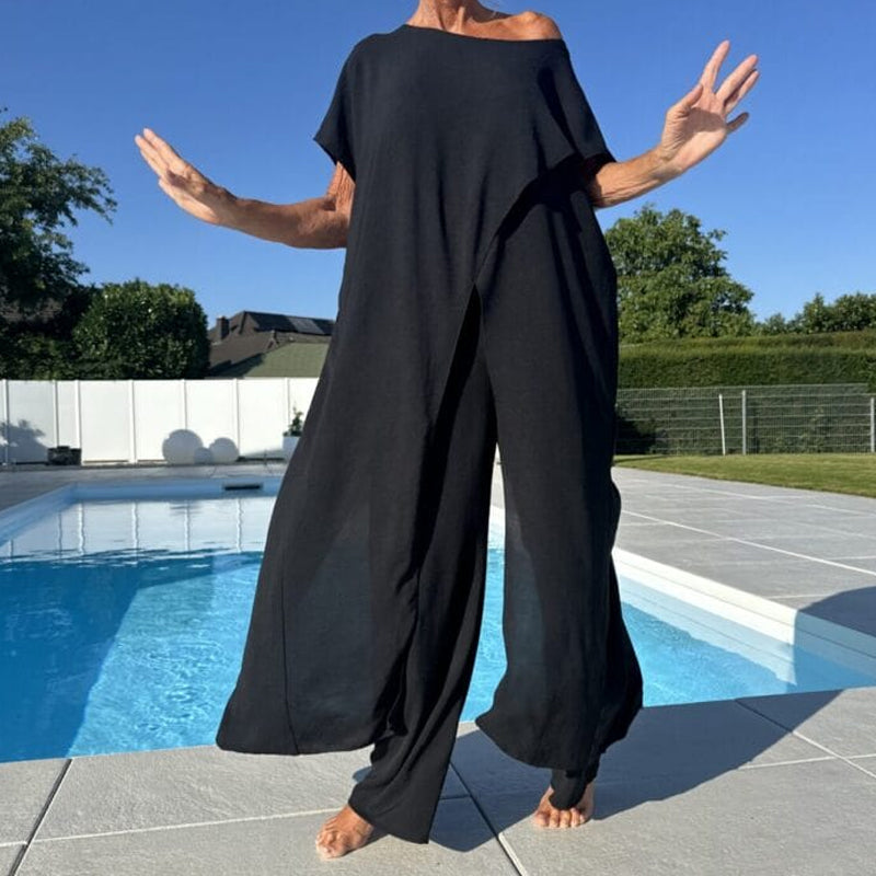 Palina - Mouwloze top en effen broek set