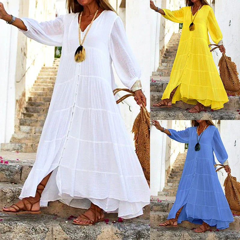 Lunariah - Dames maxi jurk met v-hals
