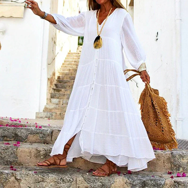 Lunariah - Dames maxi jurk met v-hals