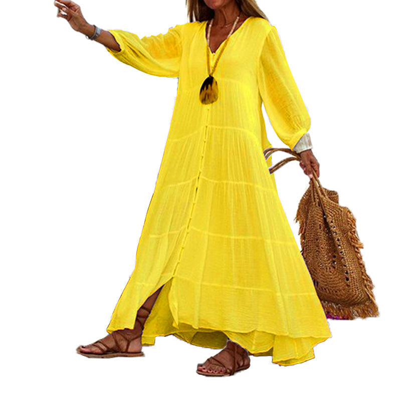 Lunariah - Dames maxi jurk met v-hals