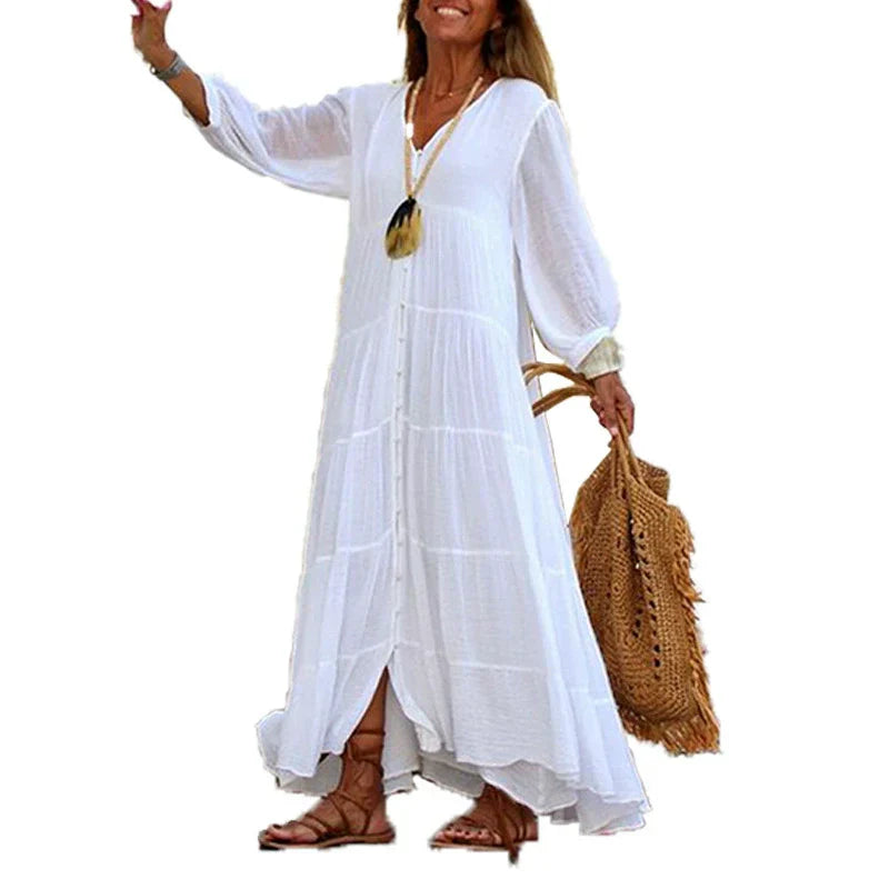 Lunariah - Dames maxi jurk met v-hals